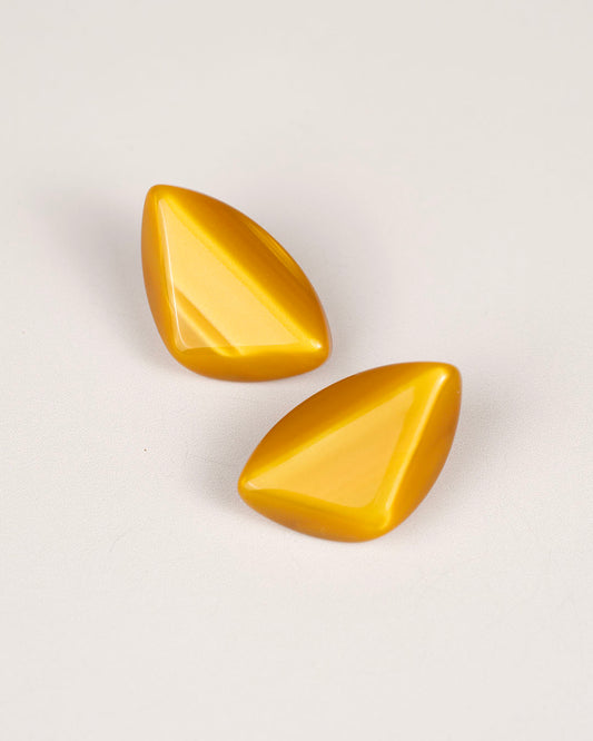 Orecchini pietra in resina giallo senape