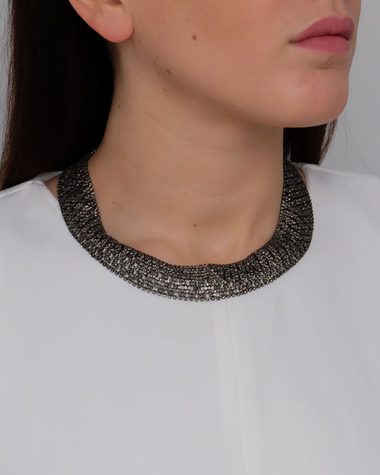 Anthracite bronze necklace with zircons