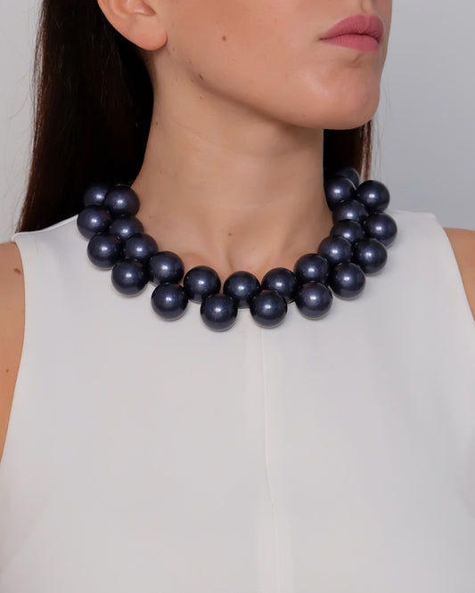 Necklace with Midnight Blue resin spheres
