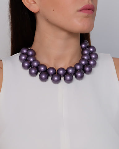 Plum resin ball necklace